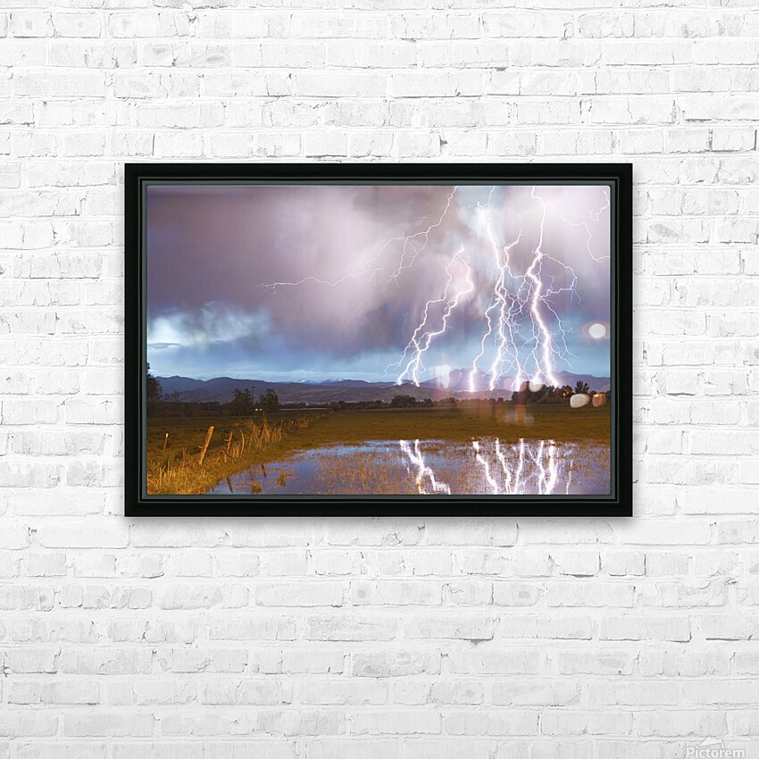 Lightning Striking Longs Peak Foothills 4 HD Sublimation Metal print with Decorating Float Frame (BOX)