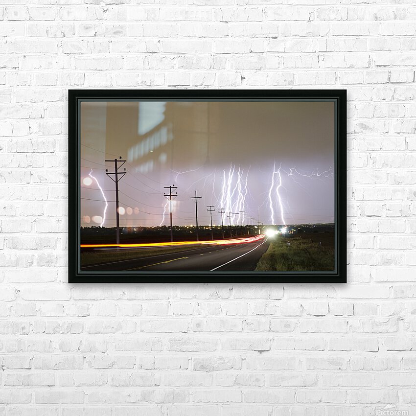 Lightning Bolts Cloud to Ground Striking  HD Sublimation Metal print with Decorating Float Frame (BOX)