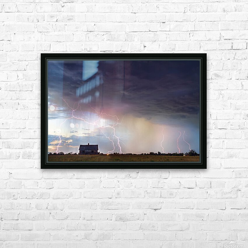 Lightning On the Prairie Homestead HD Sublimation Metal print with Decorating Float Frame (BOX)