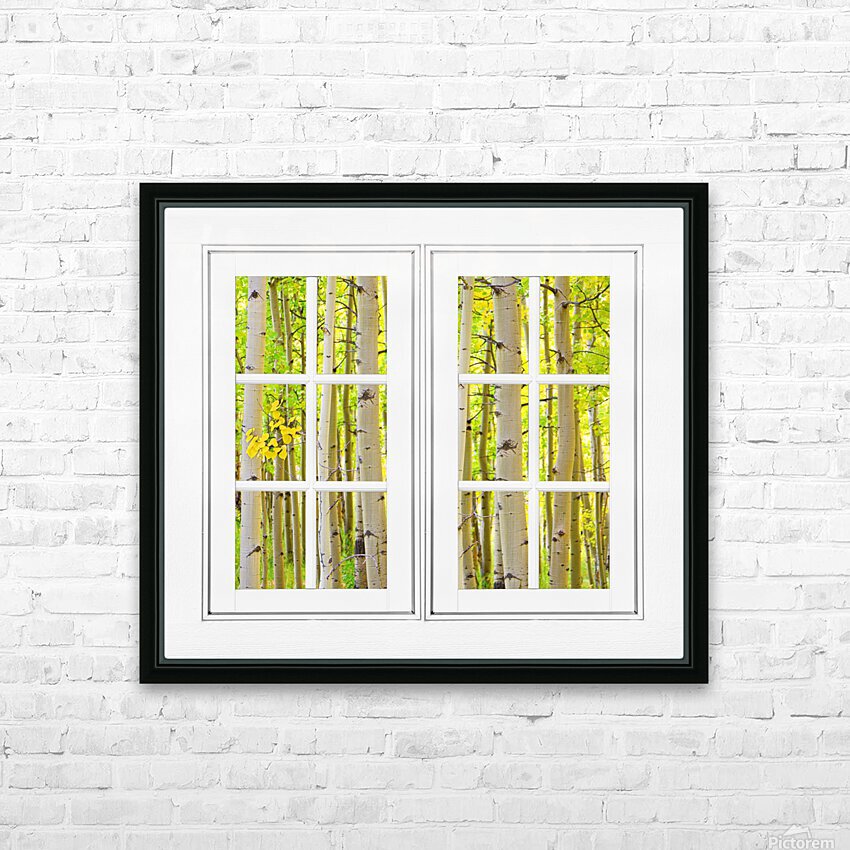 Aspen Forest White Picture Window Frame View HD Sublimation Metal print with Decorating Float Frame (BOX)