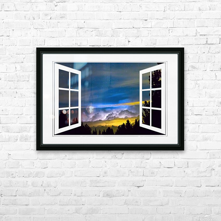 Layers Of The Night White Open Window View HD Sublimation Metal print with Decorating Float Frame (BOX)