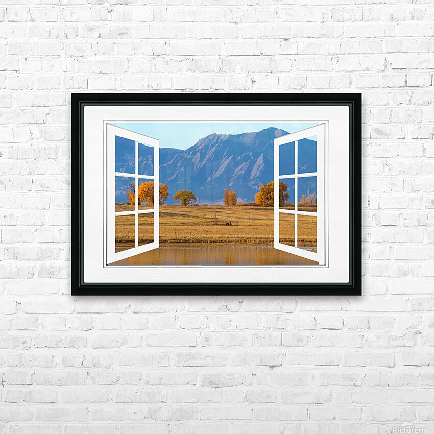 Boulder Flatirons Autumn Trees  Open Window View HD Sublimation Metal print with Decorating Float Frame (BOX)