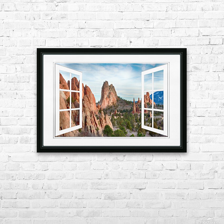 Garden of the Gods White Picture Open Window View HD Sublimation Metal print with Decorating Float Frame (BOX)