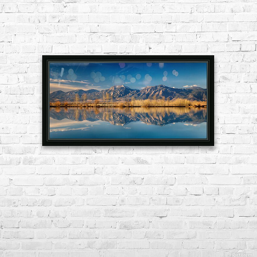 Boulder Colorado Rocky Mountains Flatirons Reflections HD sublimation métal imprimé avec décoration flotteur cadre (boîte)
