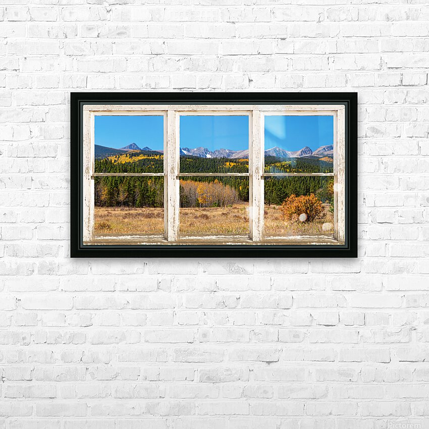 High Elevation Rocky Mountain Peaks Barn Window HD Sublimation Metal print with Decorating Float Frame (BOX)