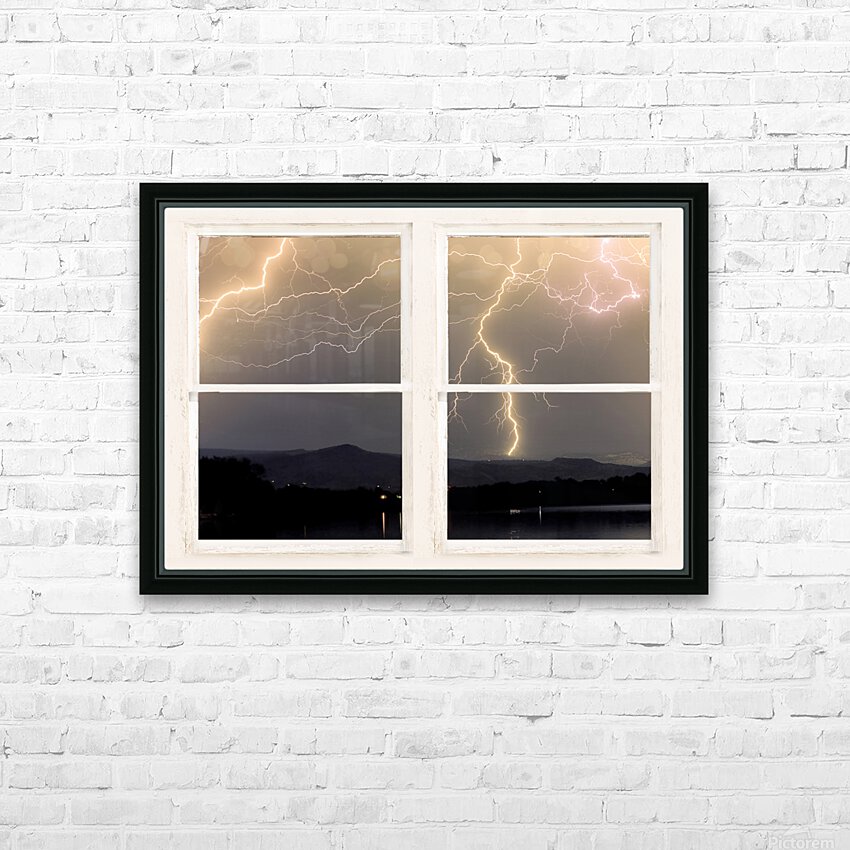 Stormy Night Window View HD Sublimation Metal print with Decorating Float Frame (BOX)