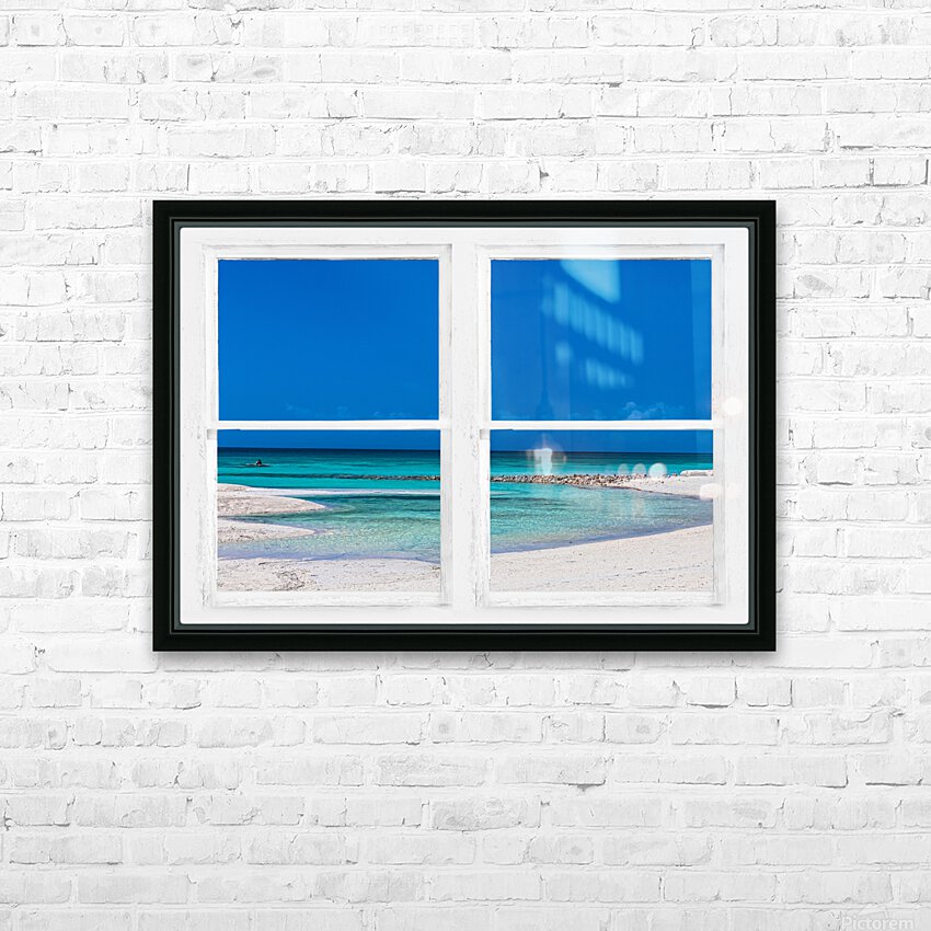 Tropical Blue Ocean Window View HD Sublimation Metal print with Decorating Float Frame (BOX)
