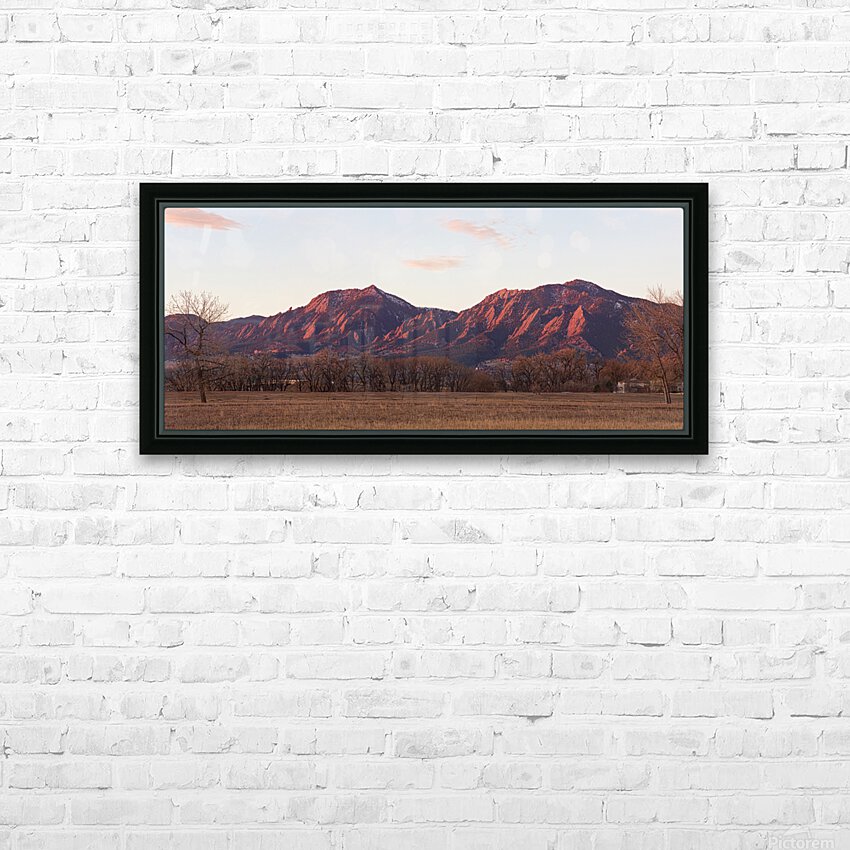 Rocky Mountain Front Range Boulder Flatiron Pano HD Sublimation Metal print with Decorating Float Frame (BOX)