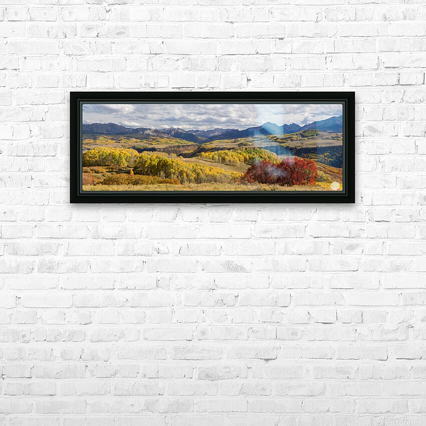 Rocky Mountain Valley Color Panoramic View HD Sublimation Metal print with Decorating Float Frame (BOX)