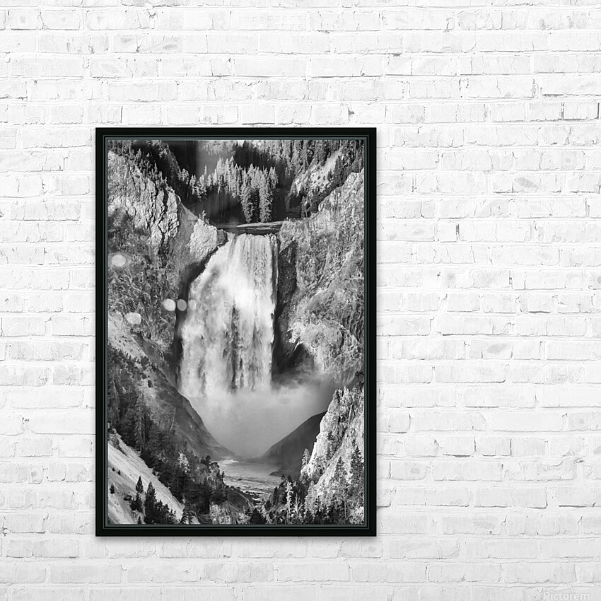Upper Yellowstone Falls Black White HD Sublimation Metal print with Decorating Float Frame (BOX)