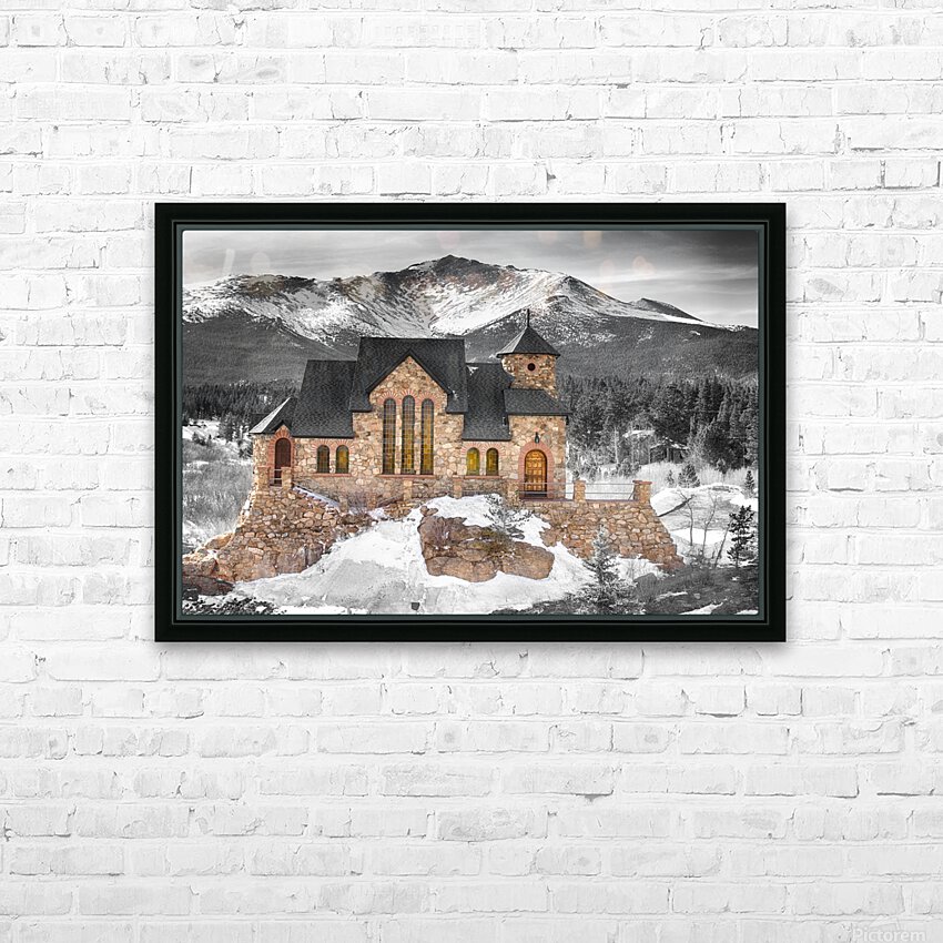 Chapel on the Rock BW Selective HD Sublimation Metal print with Decorating Float Frame (BOX)
