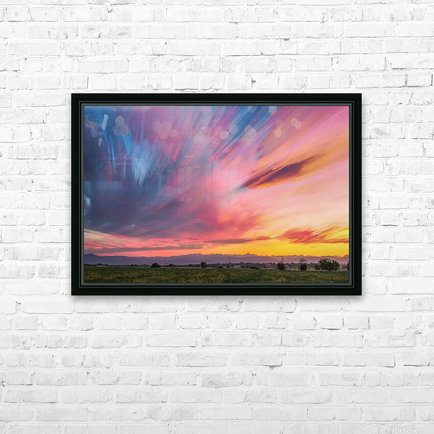 Colorado Front Range Sunset Timed Stack HD sublimation métal imprimé avec décoration flotteur cadre (boîte)