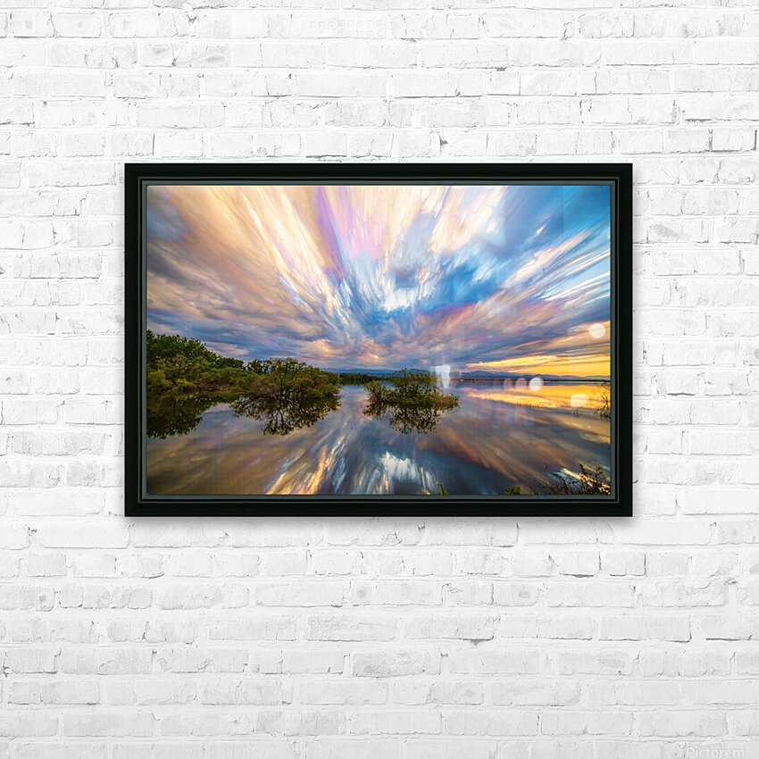 Sunset Lake Reflections Timed Stack  HD Sublimation Metal print with Decorating Float Frame (BOX)