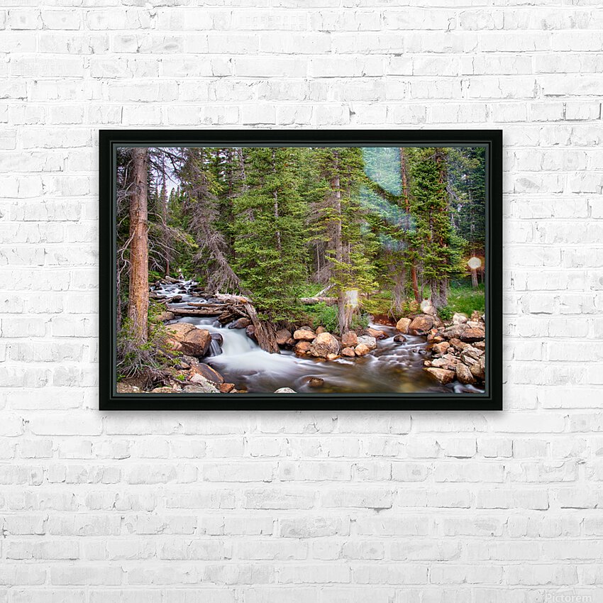 Colorado Rocky Mountain Forest Stream HD Sublimation Metal print with Decorating Float Frame (BOX)