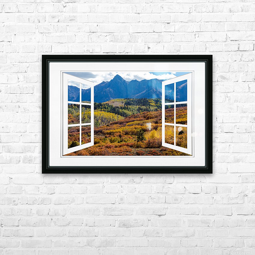 Colorful Rocky Mountains Open Window View HD Sublimation Metal print with Decorating Float Frame (BOX)