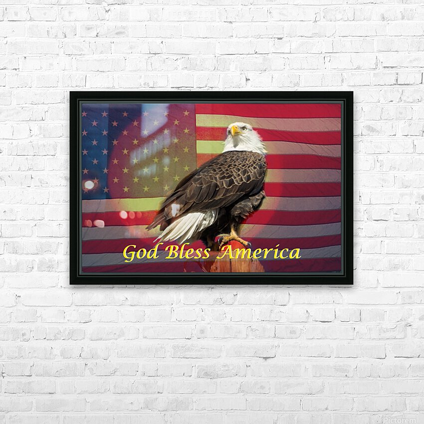 God Bless America HD Sublimation Metal print with Decorating Float Frame (BOX)