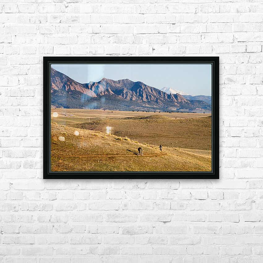 Colorado Mountain Biking Fun Flatirons Longs Peak View HD Sublimation Metal print with Decorating Float Frame (BOX)
