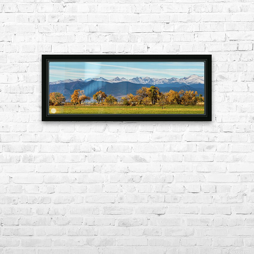 Rocky Mountain Autumn Farming Panorama HD Sublimation Metal print with Decorating Float Frame (BOX)