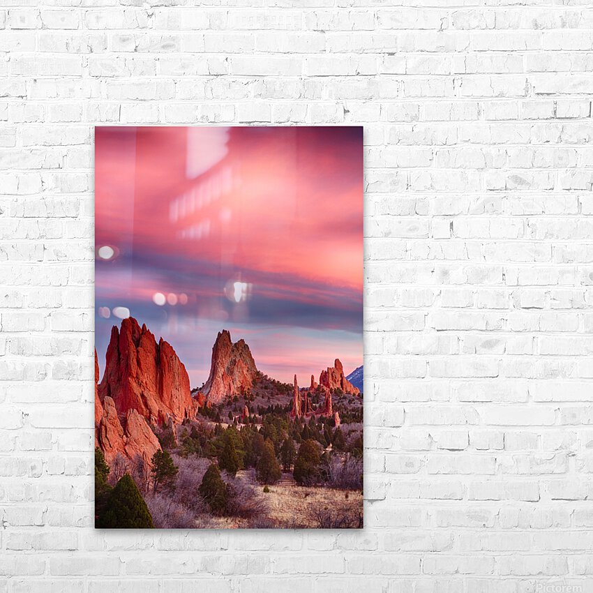Garden Gods Sunset Sky Portrait HD Sublimation Metal print with Decorating Float Frame (BOX)
