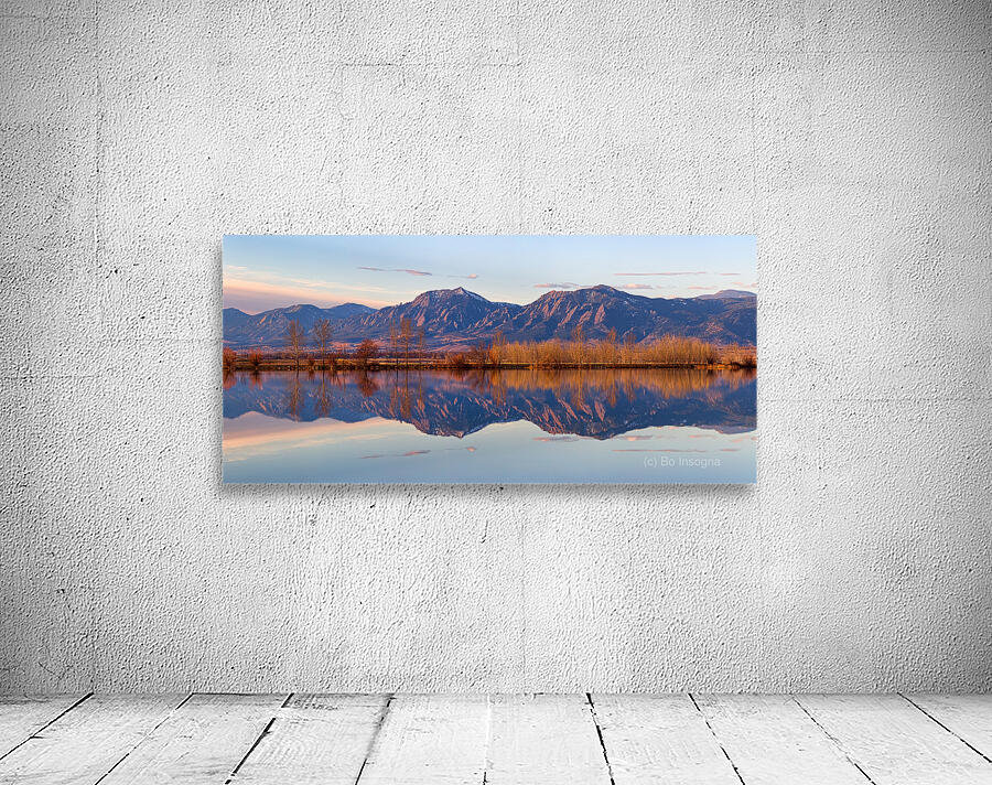 Flatirons Sunrise Reflections Panorama Boulder Colorado Wall Preview