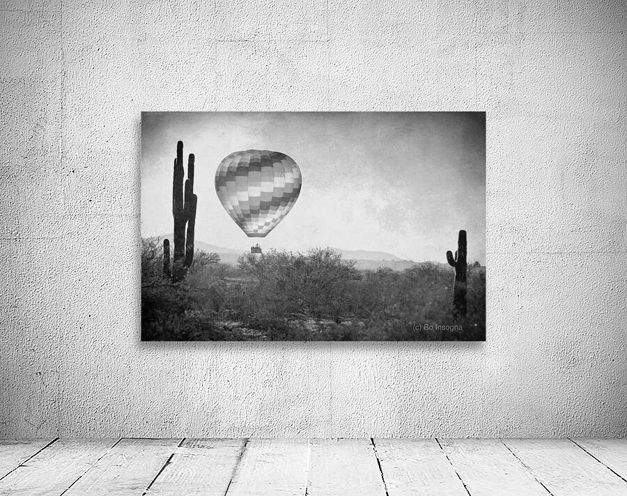 Hot Air Balloon Flight over Southwest Desert BW Fine Art Print   Wall Preview