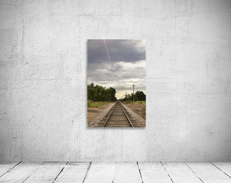 Lightning Striking By The Train Tracks Wall Preview