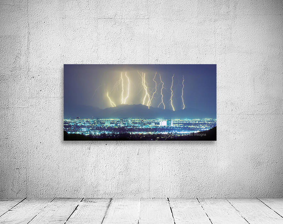 Lightning Over Phoenix Arizona Panorama Wall Preview