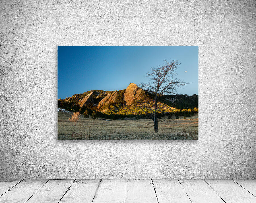 Waning Gibbous Moon Boulder Colorado Flatirons Early Morning Lig Wall Preview