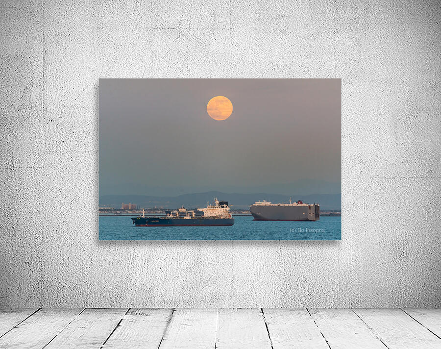 Full Moon Over the Port of Los Angeles Harbor Wall Preview