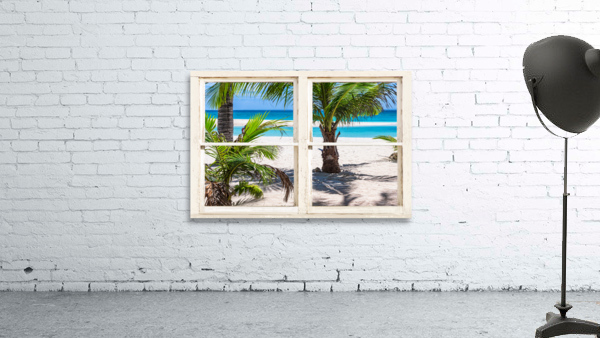 Tropical Paradise Rustic White Window View by Bo Insogna
