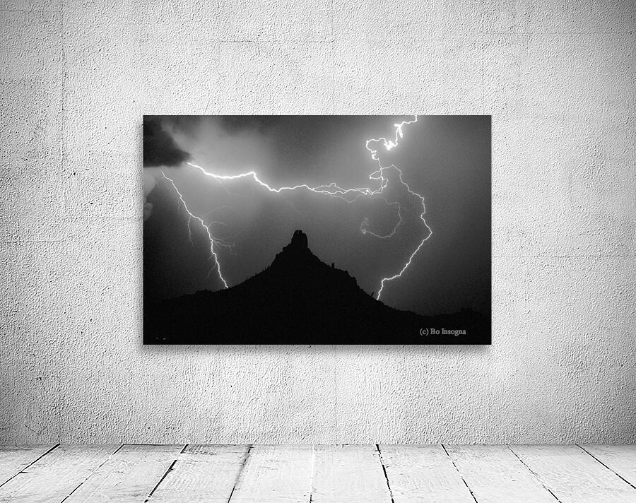 Pinnacle Peak Surrounded by Lightning Bolts by Bo Insogna