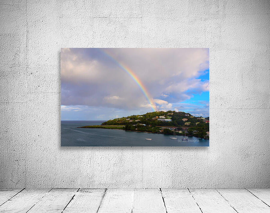 Rainbow Descending Near the Vigie Lighthouse in St Lucia by Bo Insogna