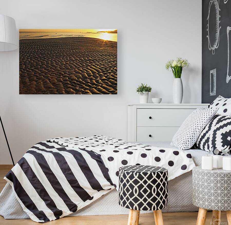 Ripples In the Sand Low Tide Golden Sunset Reproduction