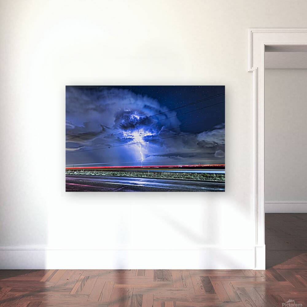 Electric Storm Lightning Burst in Night Sky Reproduction