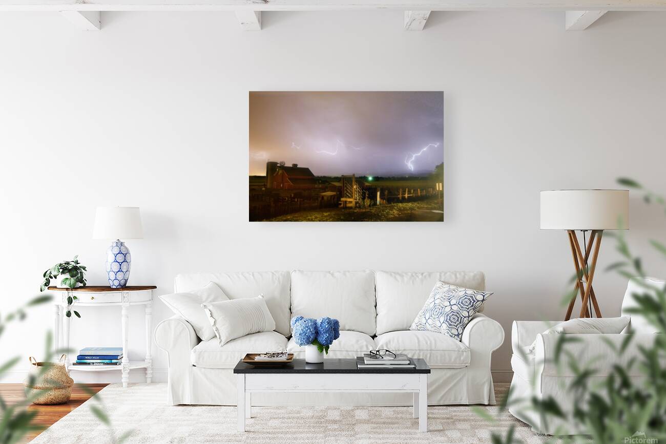 Lightning Storm over Historic Lohr McIntosh Farm in Longmont CO Reproduction