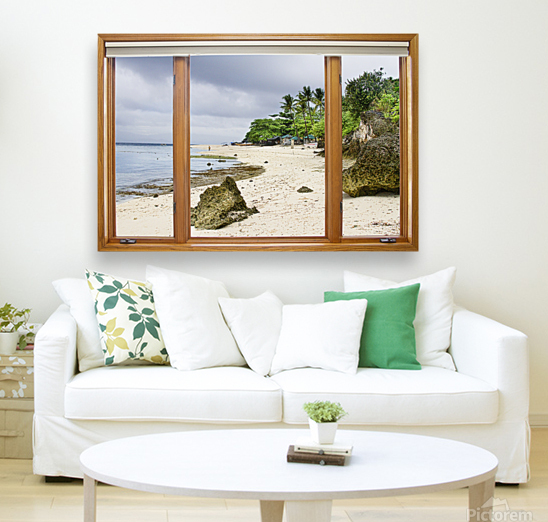 Beach Tropical Wood Window View  Art