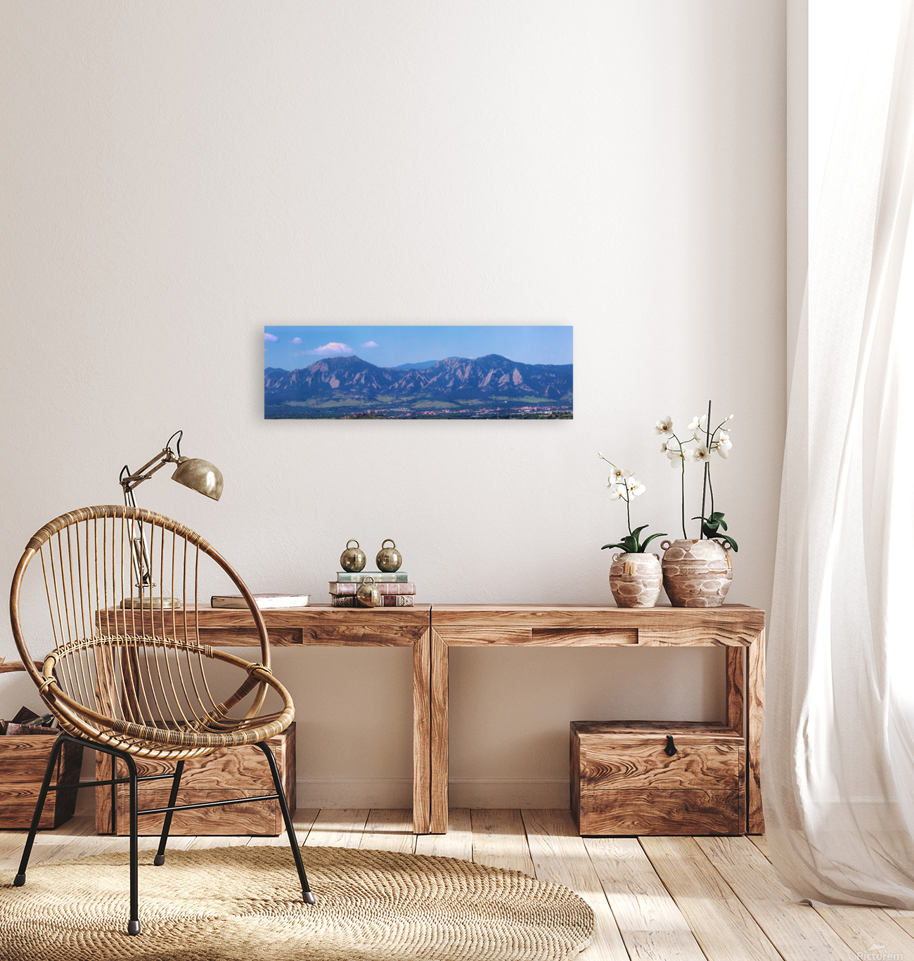 Boulder Flatirons and University of Colorado Panoramic View with Floating Frame