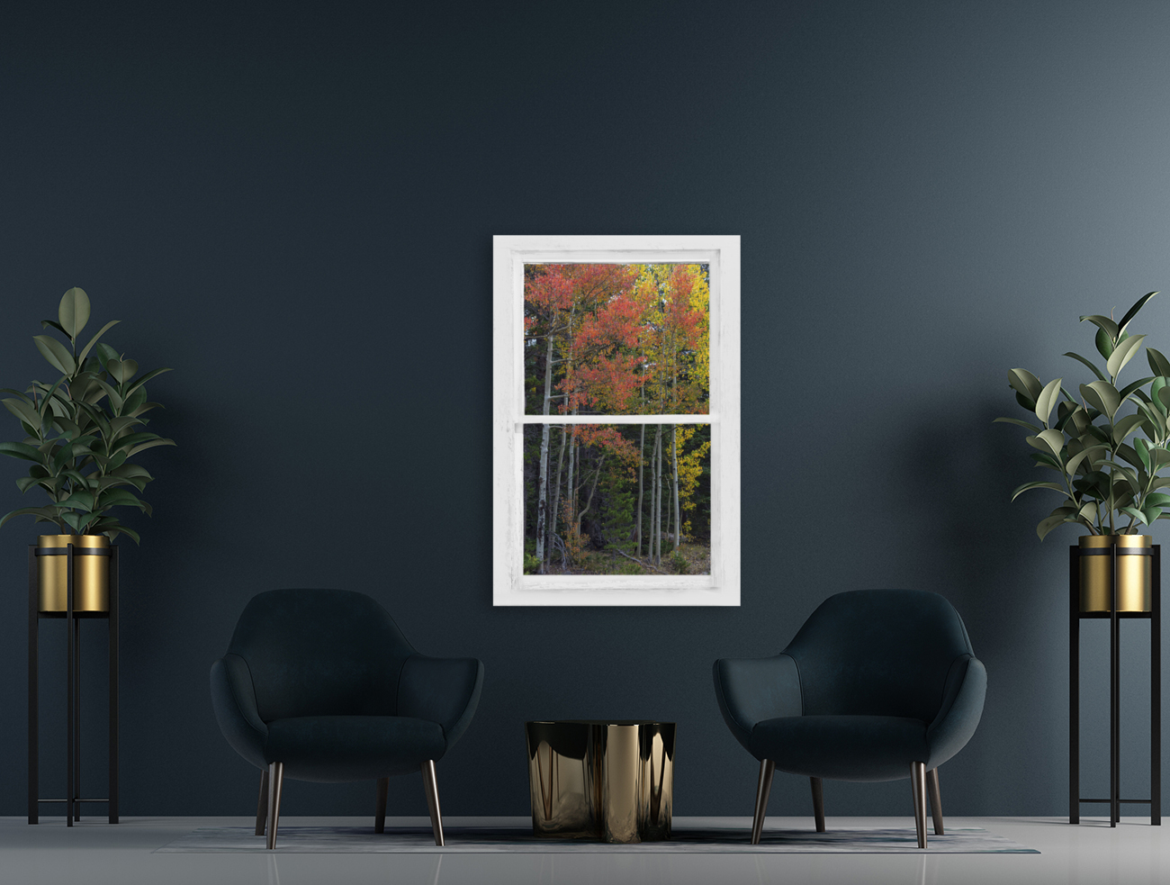Aspen Forest Red Rustic Window View  Art