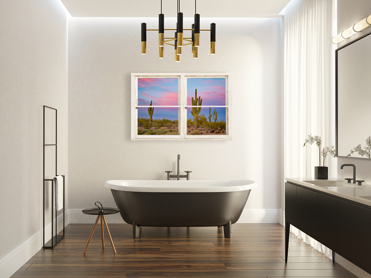 Colorful Southwest Desert Window View with Floating Frame