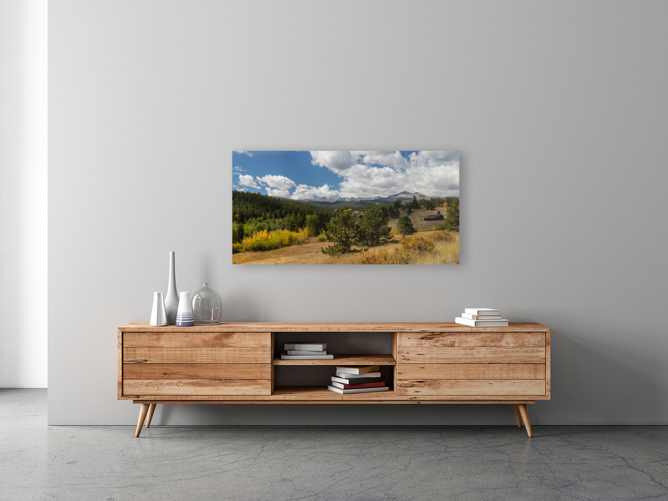 James Canyon Autumn Peaks Panoramic View with Floating Frame