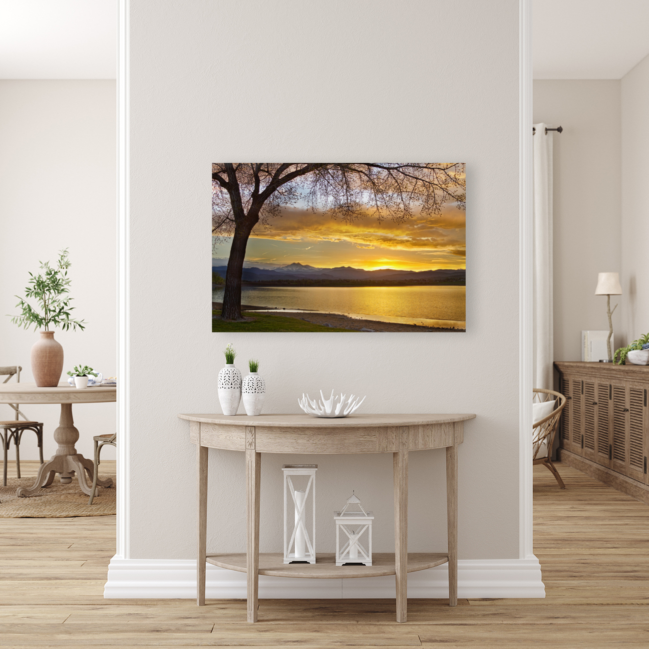 Twin Peaks Golden Spring Sunset with Floating Frame