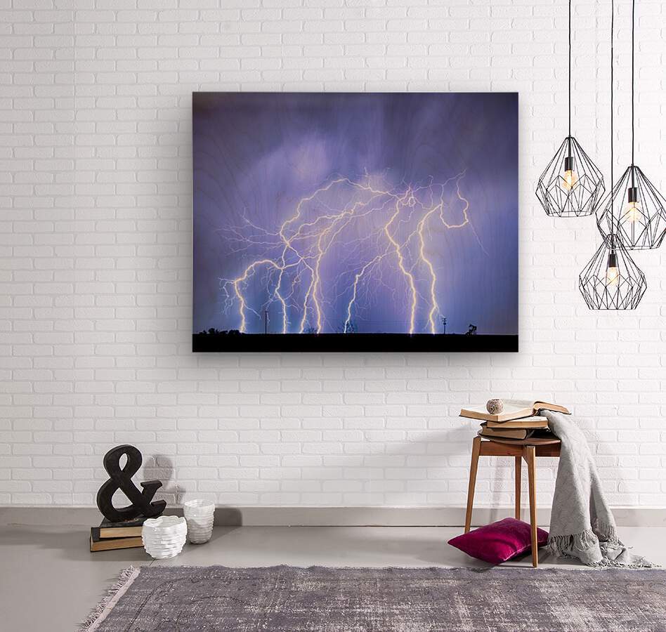 Lightning Electrical Sky  Wood print