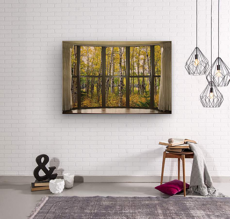 Autumn Forest Bay Window View  Wood print