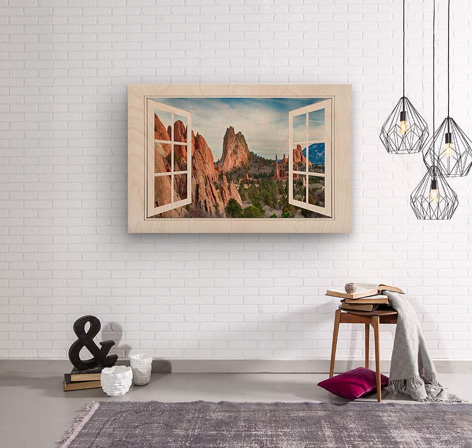 Garden of the Gods White Picture Open Window View  Wood print