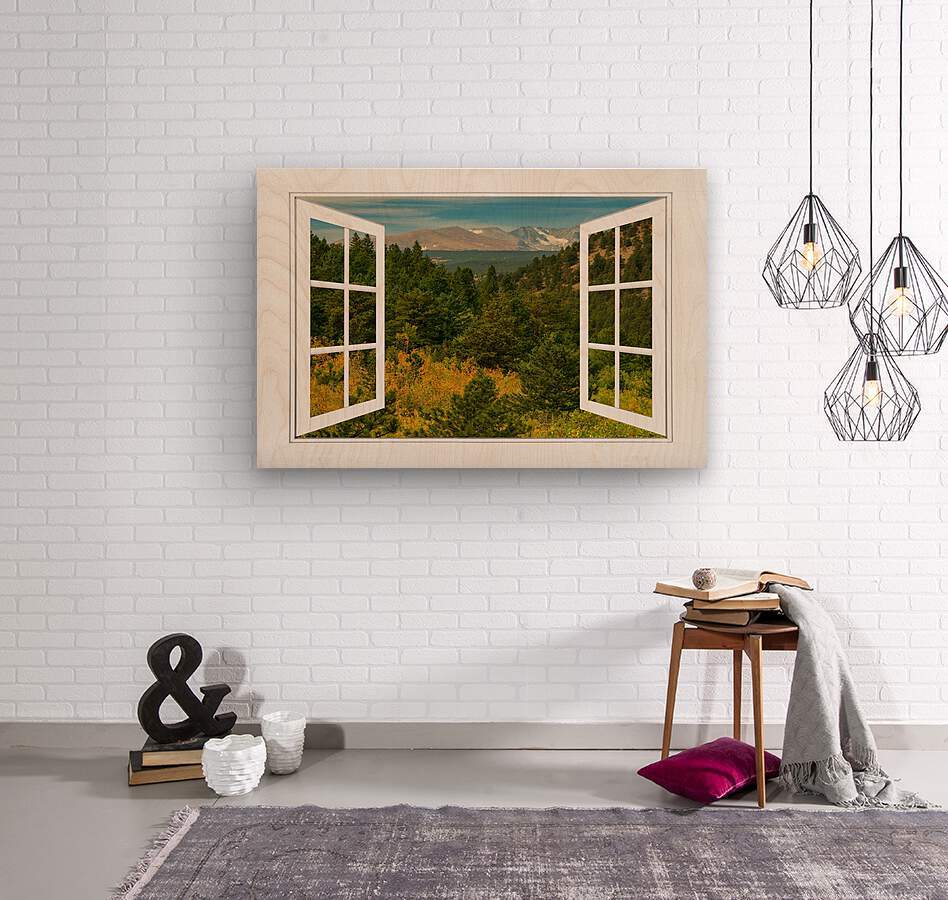 Autumn Rocky Mountain Open White Picture Wind  Wood print