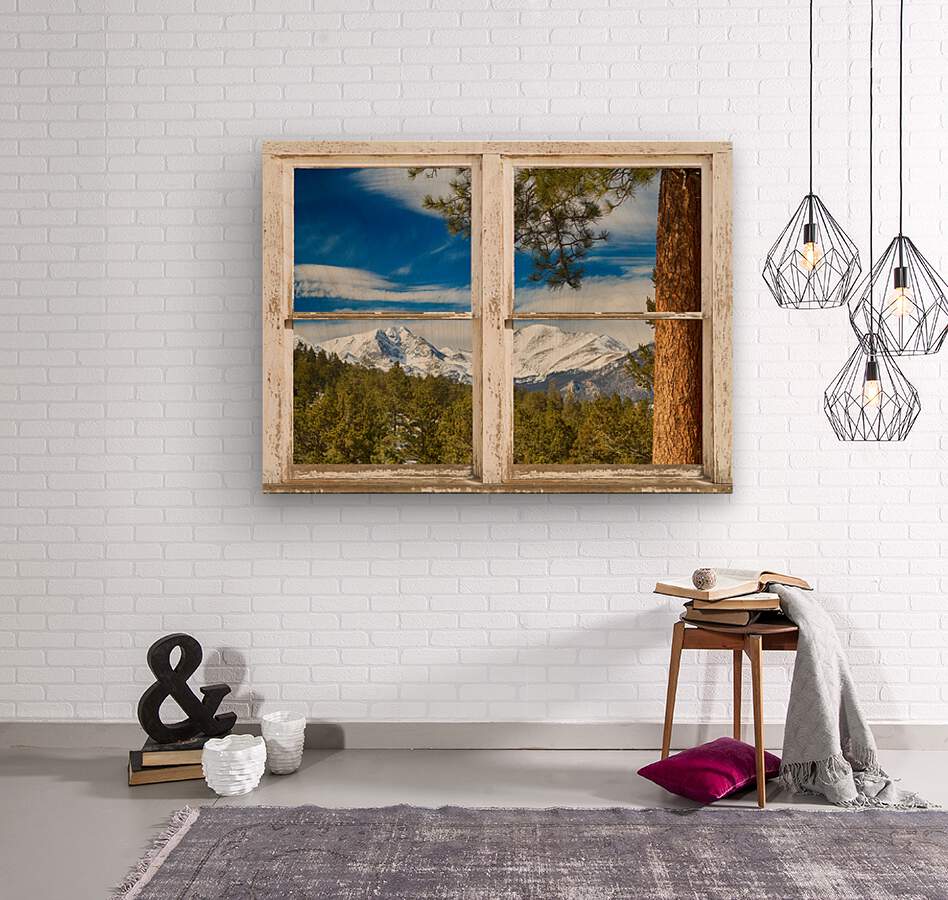 Colorado Rocky Mountain Rustic Window View  Wood print