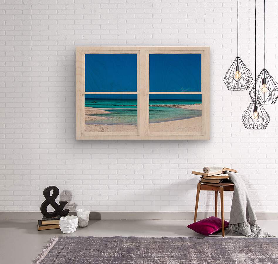 Tropical Blue Ocean Window View  Wood print
