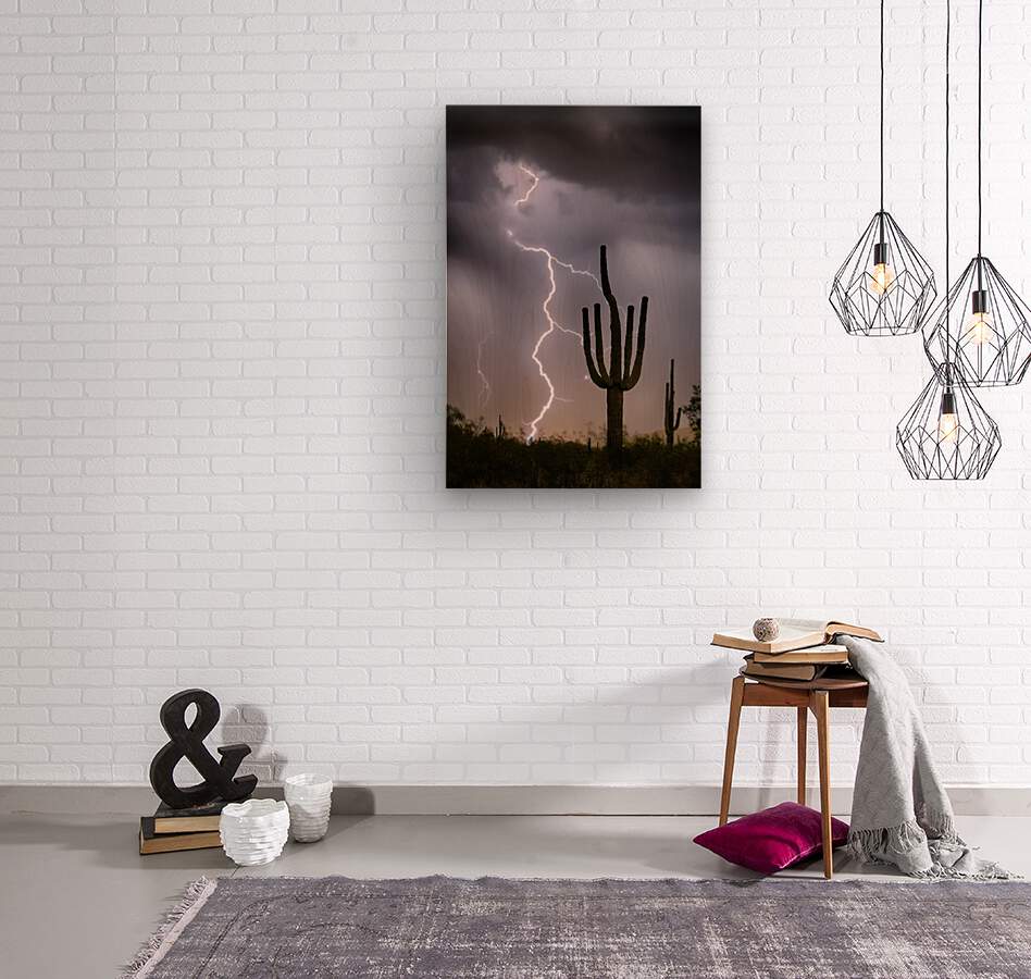 Sonoran Desert Monsoon Storming  Wood print