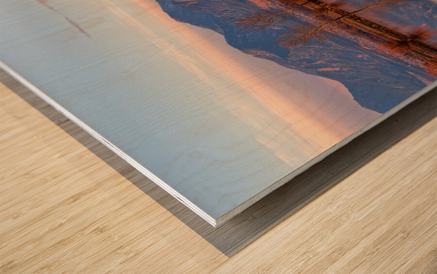 Flatirons Sunrise Reflections Panorama Boulder Colorado Wood print