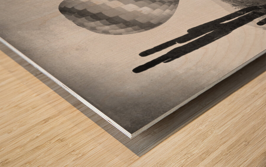 Hot Air Balloon Flight over Southwest Desert BW Fine Art Print   Wood print